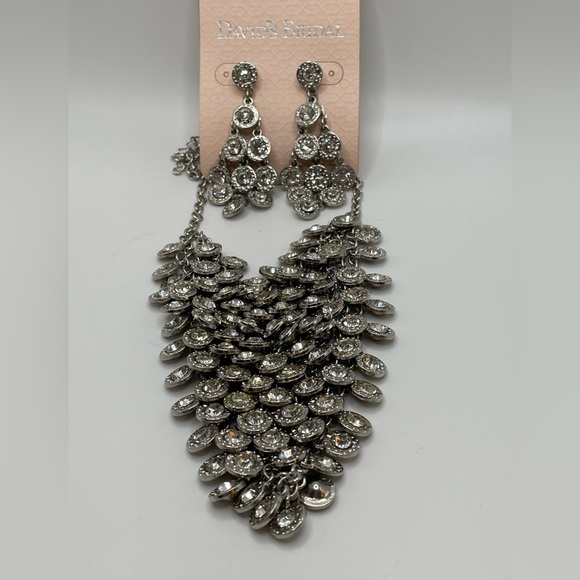 NWT - David’s Bridal Crystal Necklace and Earrings - Picture 2 of 2